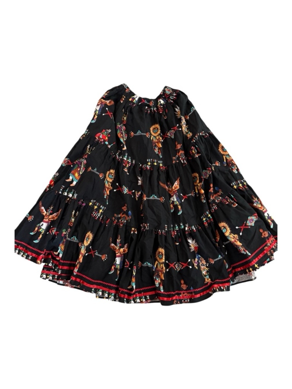 Santa Fe Prairie 8 Vintage Skirt Black Tiered Southwest Ranch Festival Western - Picture 2 of 6